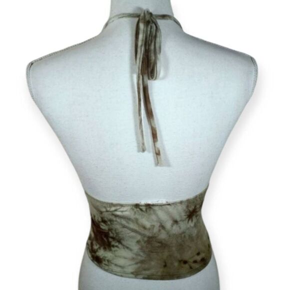 FULL TILT ARMY GREEN TIE DYE CROPPED HALTER TOP SZ.XS GUC. - Picture 3 of 5